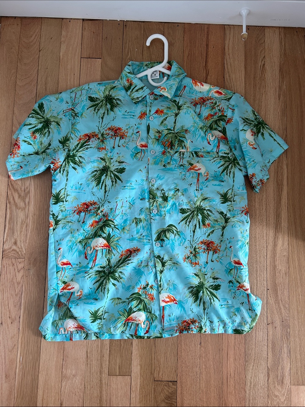 RIMA - Men's Tropical Print Short-Sleeve Shirt (aqua)